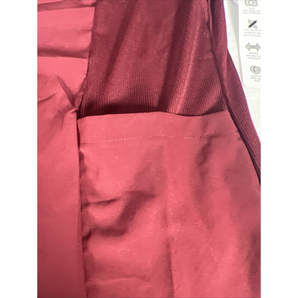 RBX Activewear Women's Scrub Top Small Burgundy Zip Front Stretch Panels NWT - Picture 4 of 8